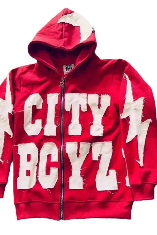 Unisex Acid Wash Zip-Up Hoodie with Rhinestone Embroidered Patch Casual Style for Men in Autumn Season