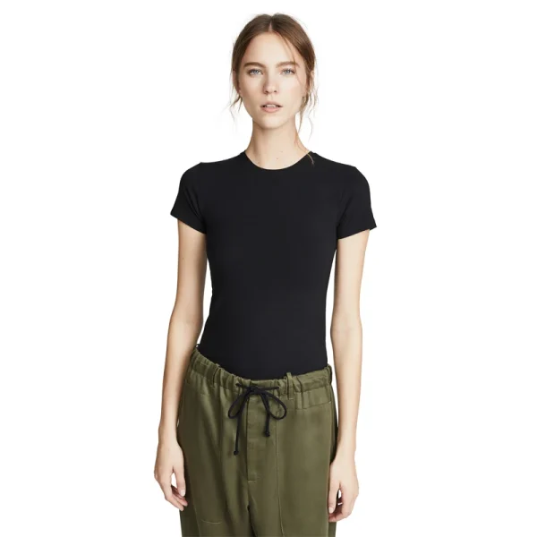 2025 Summer New  European American Casual Top for Women Versatile Mercerized Cotton Short Sleeve T-Shirt with Base Neck - Image 5