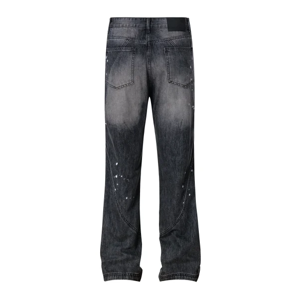 European American Vintage Men's Slim Fit Denim Pants Mid Waist Button Decorated Washed Printed Jeans Pants for Men - Image 3