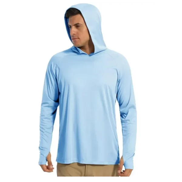 Men's UPF50+ Sun Protection Hoodie Shirts Outdoor Long Sleeve Fishing Sweatshirt Plus Size Shirts for Men - Image 4