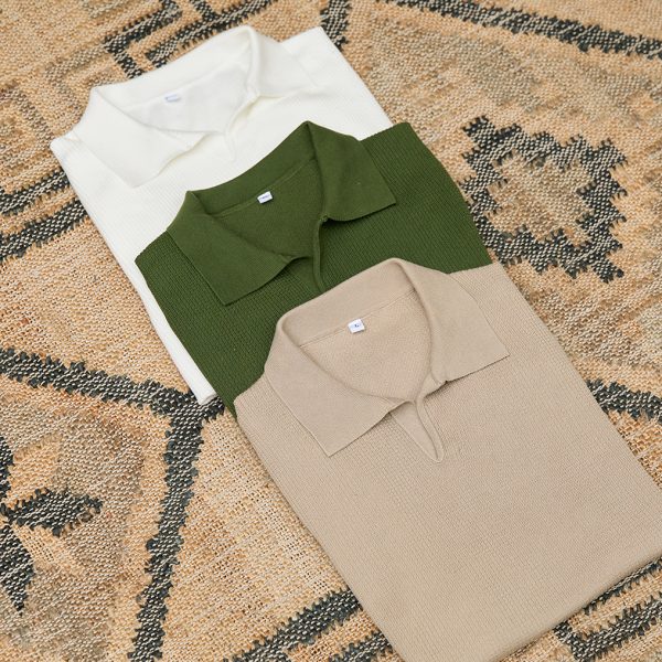 Men's Business Short Sleeve T-Shirt Summer Slim Fit Breathable V-Neck for Polo Shirt Retro Casual Style  T-Shirt for Men - Image 4