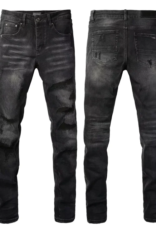 High Quality Men’s Slim Fit Denim Pants Vintage HighvStreet Casual Straight Jeans Distressed Embroidery Mid Waist New Arrival