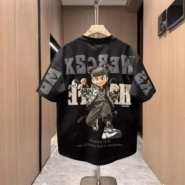 2025 Summer New Men's Fashion 100% Cotton Jersey Top Trendyy Versatile Half-Sleeved Casual T-Shirt Swallowtail Design Printed - Image 3