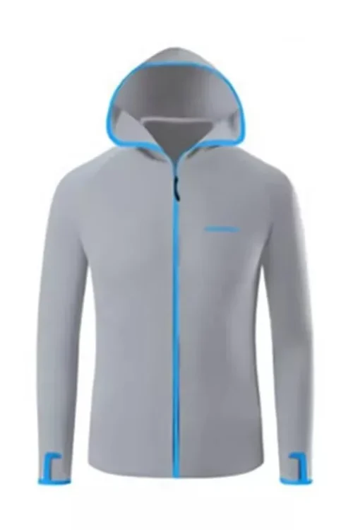 Men’s Outdoor Long Sleeve Fishing Hoodie Shirts UV/UPF 50+ Sun Protection with Contrast Zip Hooded Collar