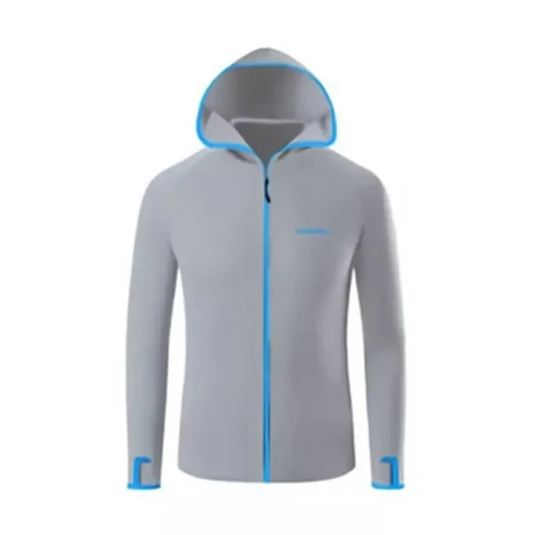 Men's Outdoor Long Sleeve Fishing Hoodie Shirts UV/UPF 50+ Sun Protection with Contrast Zip Hooded Collar