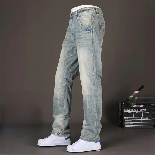 American European Vintage Jeans Pants Cotton Denim Pants Washed Zipper Fly Design Fashion Jeans  Pants for Men - Image 4