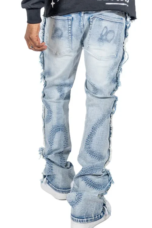 American European Vintage Jeans Pants Cotton Denim Pants Distressed Washed Zipper Fly Design Casual  Pants for Men