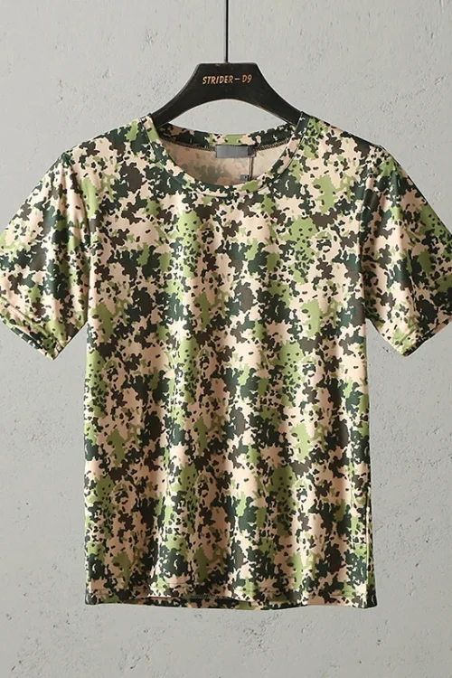 2025 Summer Camouflage Crew Neck T-Shirt Men’s Casual Quick-Dry Outdoor Top Half Sleeve T-Shirt for Men