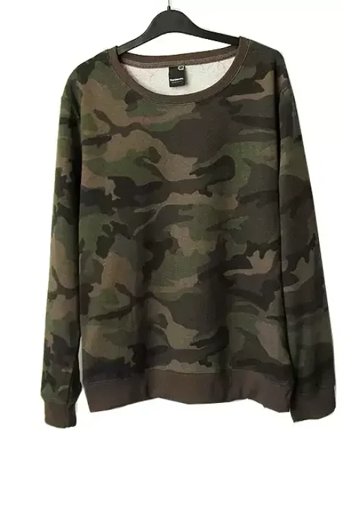 American European Men’s T-Shirt Long Sleeve  Oversized  Camouflage Sweatwear for Men