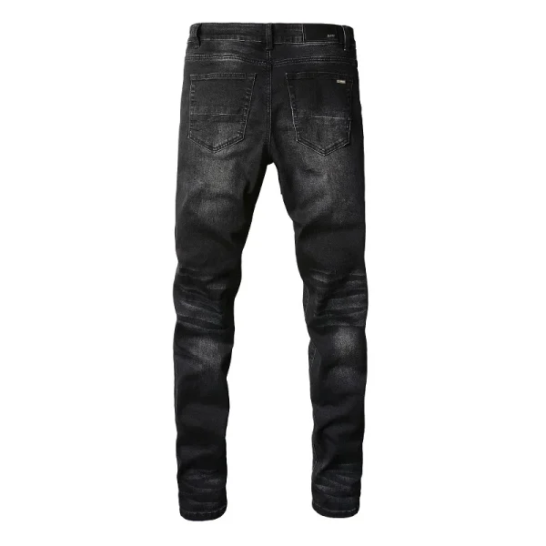 High Quality Men's Slim Fit Denim Pants Vintage HighvStreet Casual Straight Jeans Distressed Embroidery Mid Waist New Arrival - Image 3