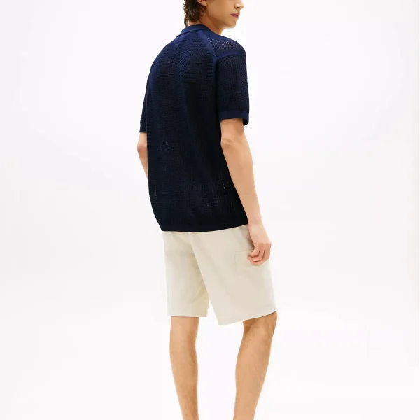 Summer 100% Cotton Mesh Knit Shirt for Men Plus Size Casual for Polo Collar Short Sleeve Cardigan - Image 5